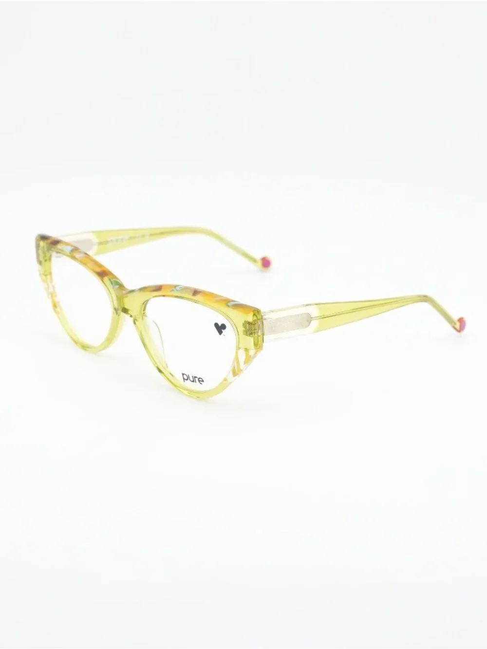 Pure P-7011 324 Eyeglasses Transparent Lime 54mm Cat Eye Frame